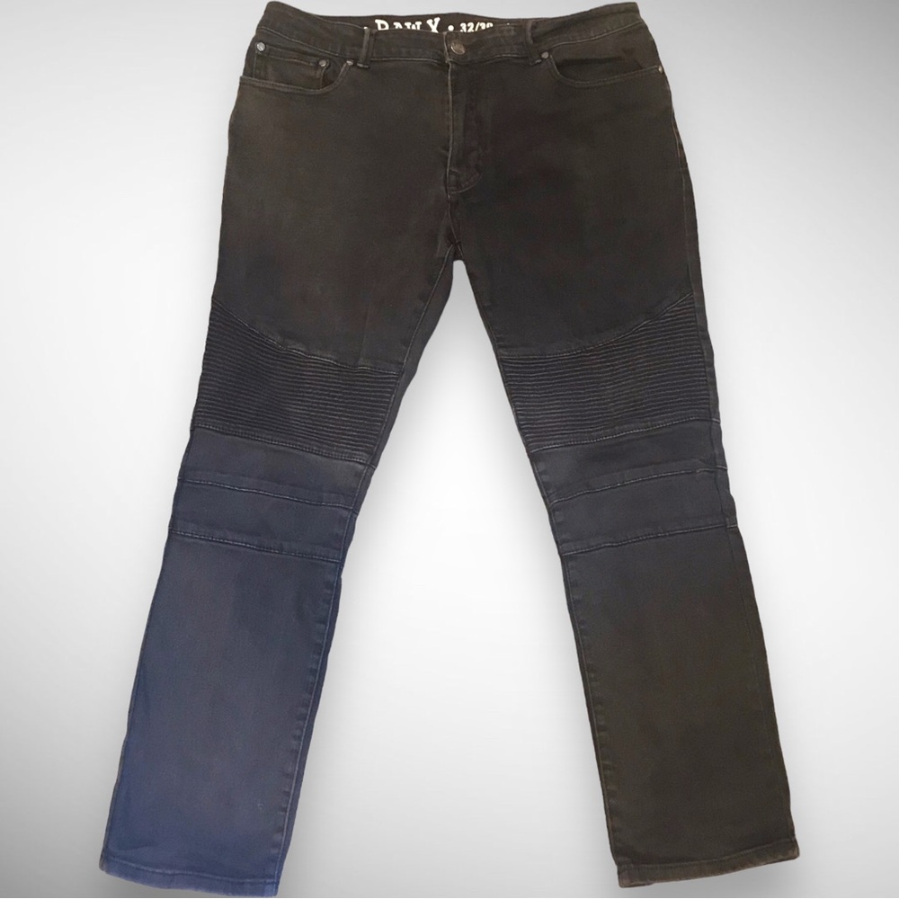 Raw X Moto Jeans Mens Black Standard Fit Ribbed Stretch Cotton - 33 x 28